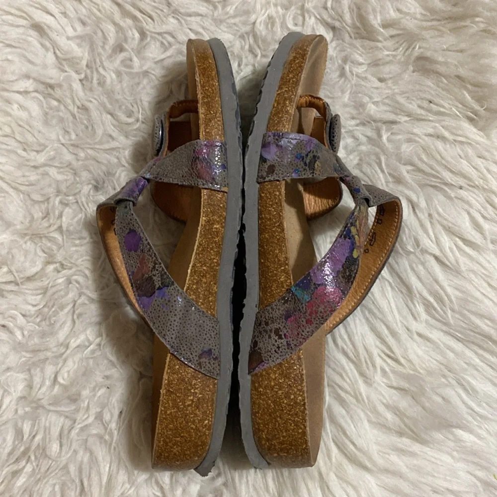 THINK!‎ Julia Women's Leather Cork Thong Sandal Multicolor Size EUR 37 US 6